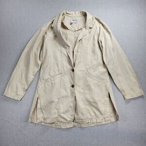 Anthropologie Pilcro Utility Jacket Size XS Beige Woven Linen Blend Oversized